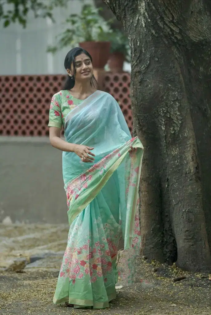 MG 356 Linen Digital Printed Sarees Wholesale Shop In Surat